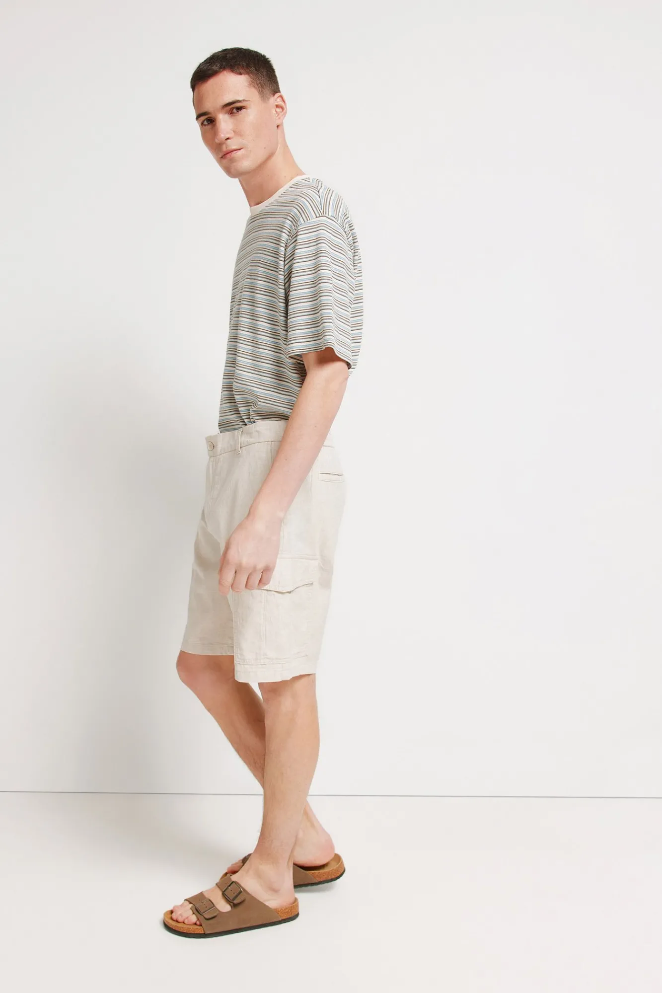 Springfield Bermuda coupe confort en lin gris
