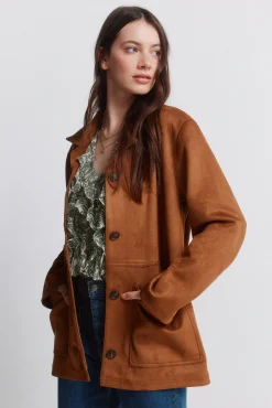 Hot Springfield Blazer en daim synth&eacute;tique camel