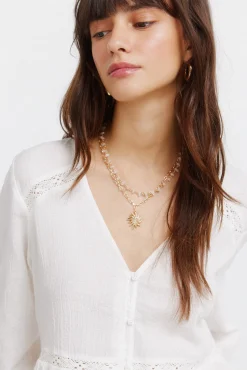 Springfield Blouse romantique blanche marron