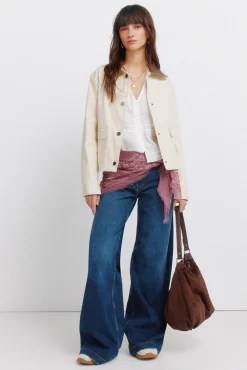 Springfield Blouse romantique blanche marron