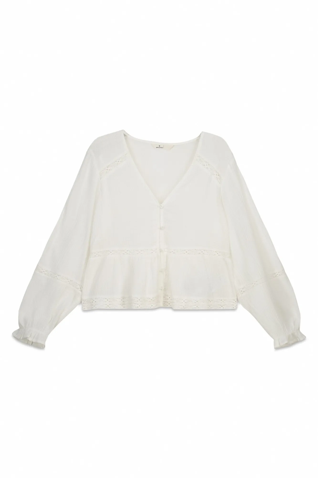 Springfield Blouse romantique blanche marron