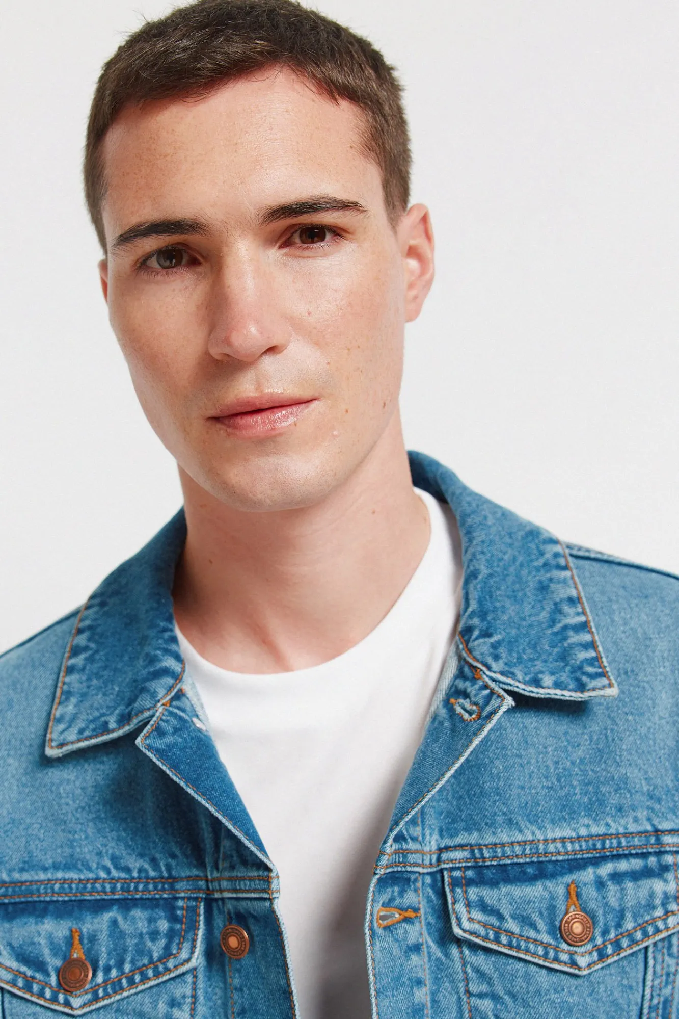 New Springfield Blouson en denim délavé moyen foncé bleu