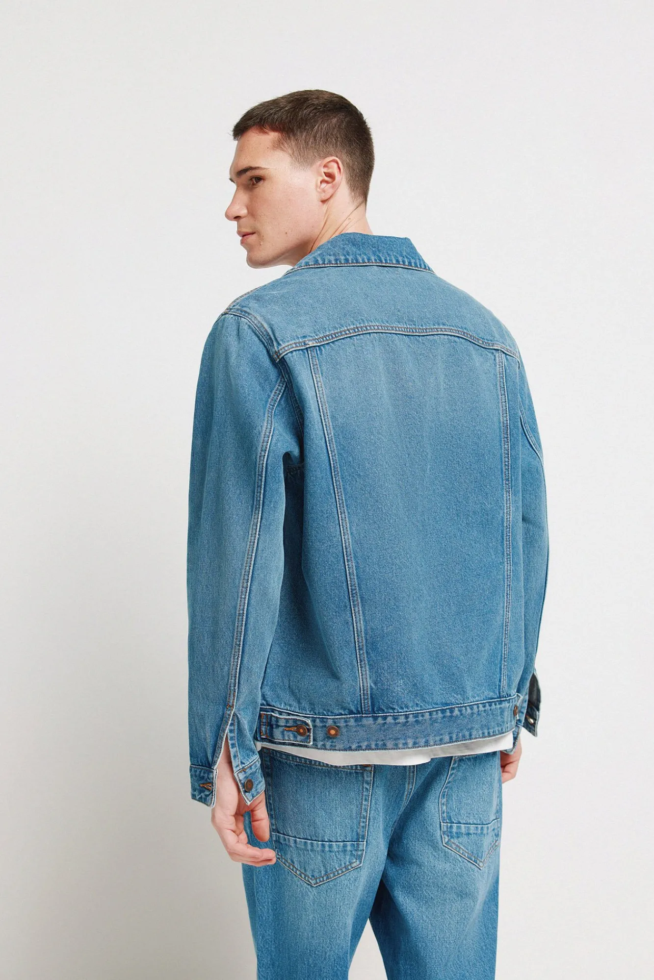 New Springfield Blouson en denim délavé moyen foncé bleu
