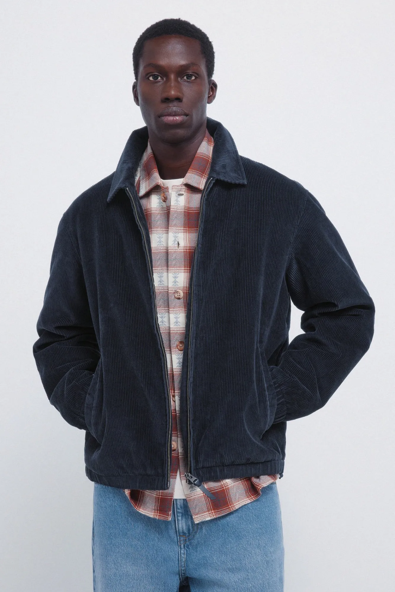Best Springfield Blouson en velours côtelé bleu