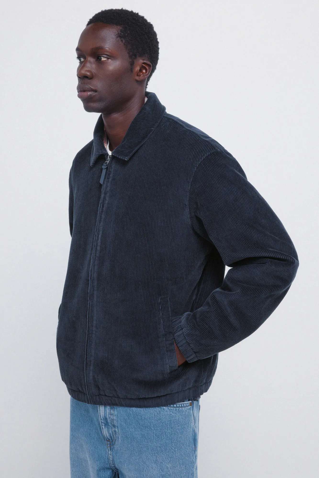 Best Springfield Blouson en velours côtelé bleu