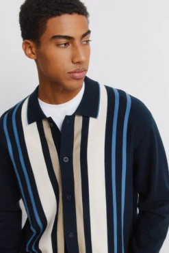 Best Springfield Cardigan &agrave; boutons &agrave; rayures verticales bleu
