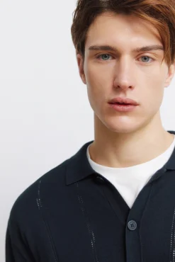Online Springfield Cardigan &agrave; boutons col polo bleu