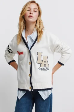 Hot Springfield Cardigan &agrave; boutons L.A blanc