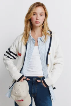 Hot Springfield Cardigan &agrave; boutons L.A blanc