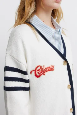 Hot Springfield Cardigan &agrave; boutons L.A blanc