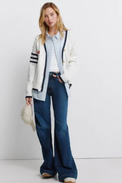 Hot Springfield Cardigan &agrave; boutons L.A blanc