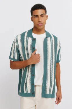 Hot Springfield Cardigan &agrave; rayures &agrave; boutons bleu