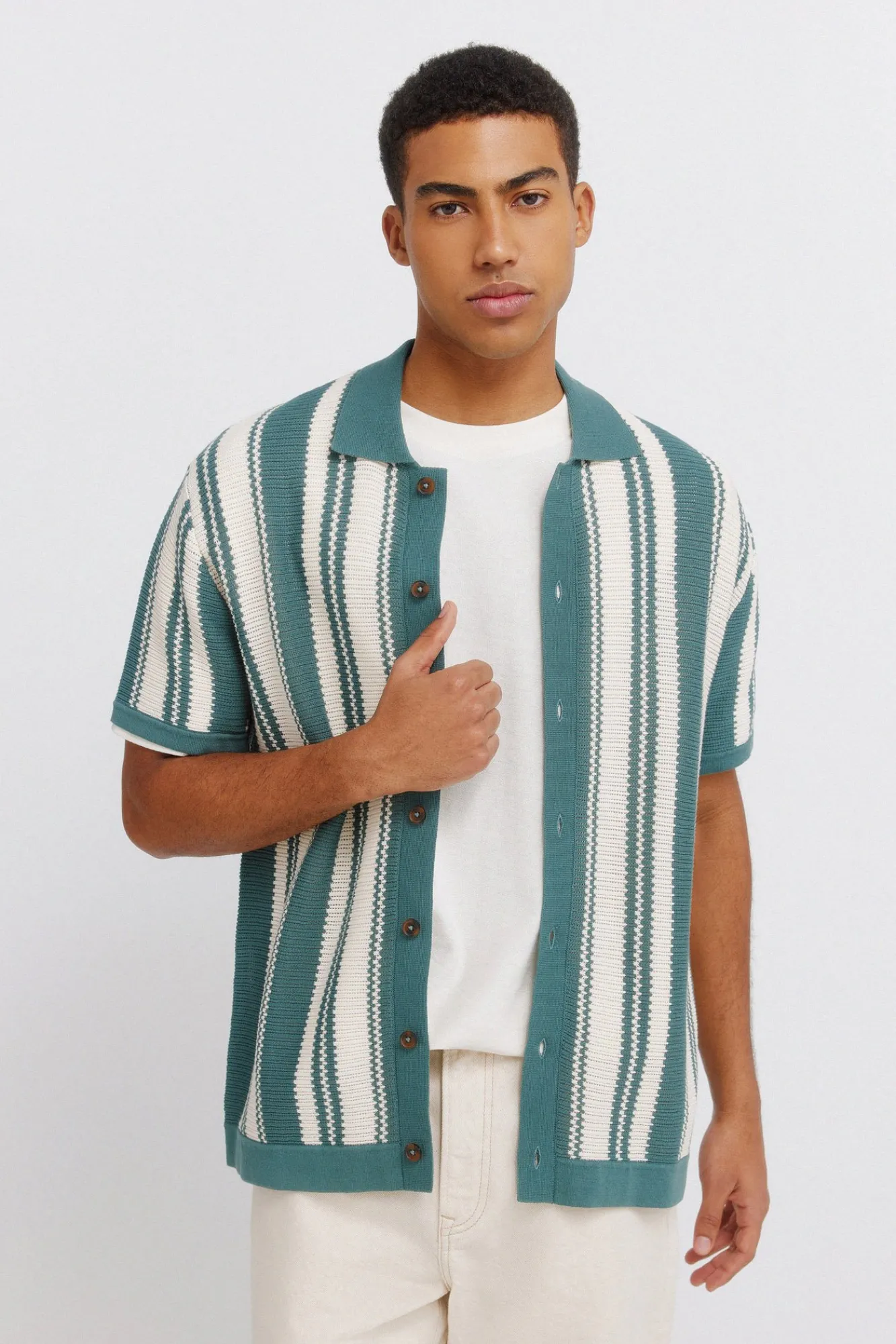 Hot Springfield Cardigan à rayures à boutons bleu