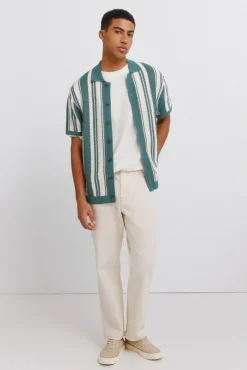 Hot Springfield Cardigan &agrave; rayures &agrave; boutons bleu