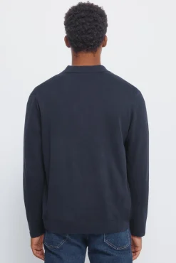 Discount Springfield Cardigan boutonné à col polo bleu