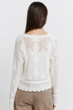 New Springfield Cardigan pointelle marron