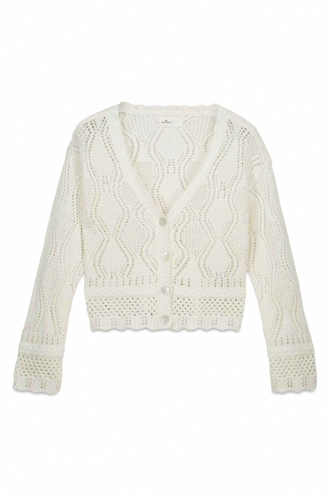 New Springfield Cardigan pointelle marron