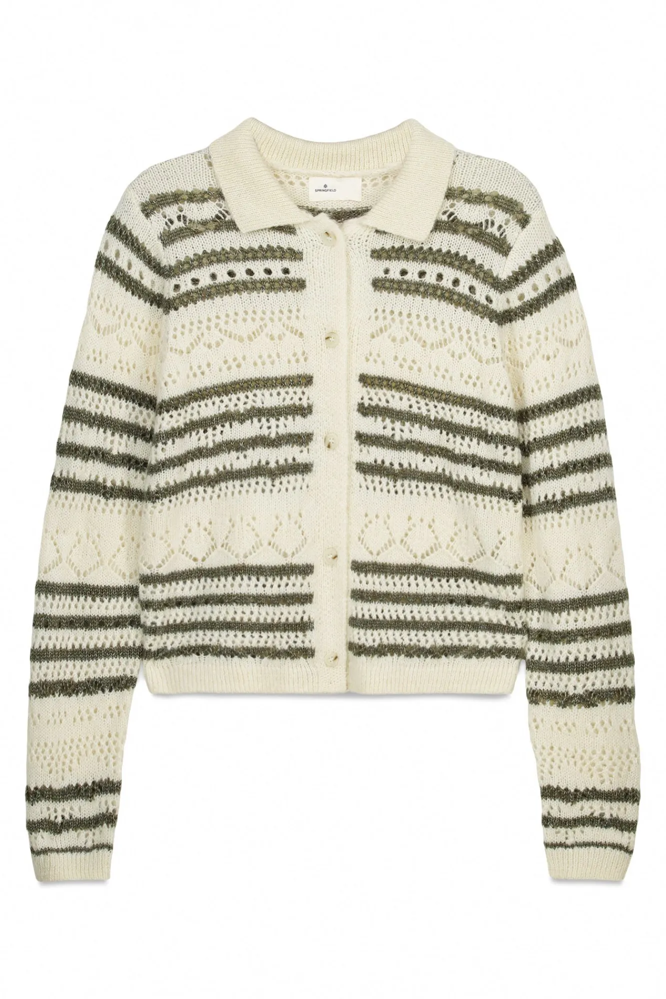 Online Springfield Cardigan pointelle à rayures marron