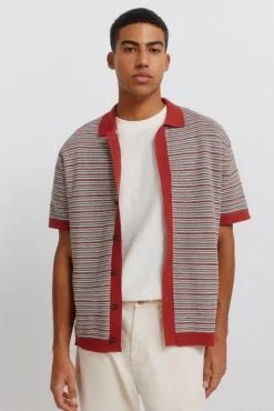 New Springfield Cardigan structur&eacute; &agrave; manches courtes rouge