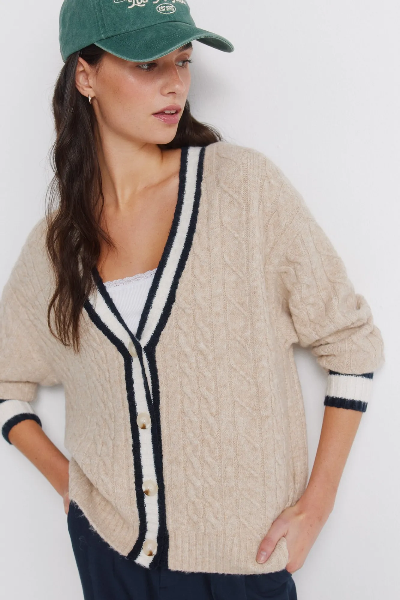 Sale Springfield Cardigan torsadé bleu