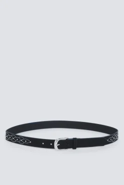 Hot Springfield Ceinture &agrave; frise et clous noir