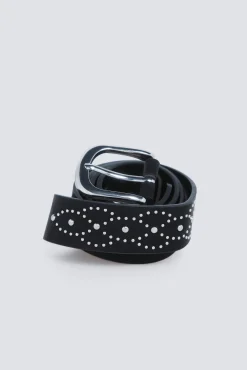 Hot Springfield Ceinture &agrave; frise et clous noir