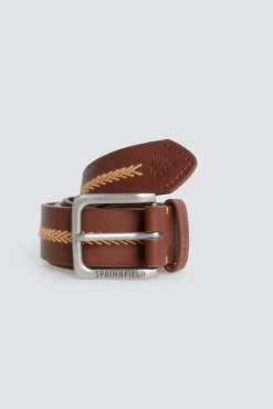 Springfield Ceinture effet cuir &agrave; motifs ethniques vison