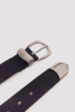 Hot Springfield Ceinture effet cuir avec pointe en métal noir