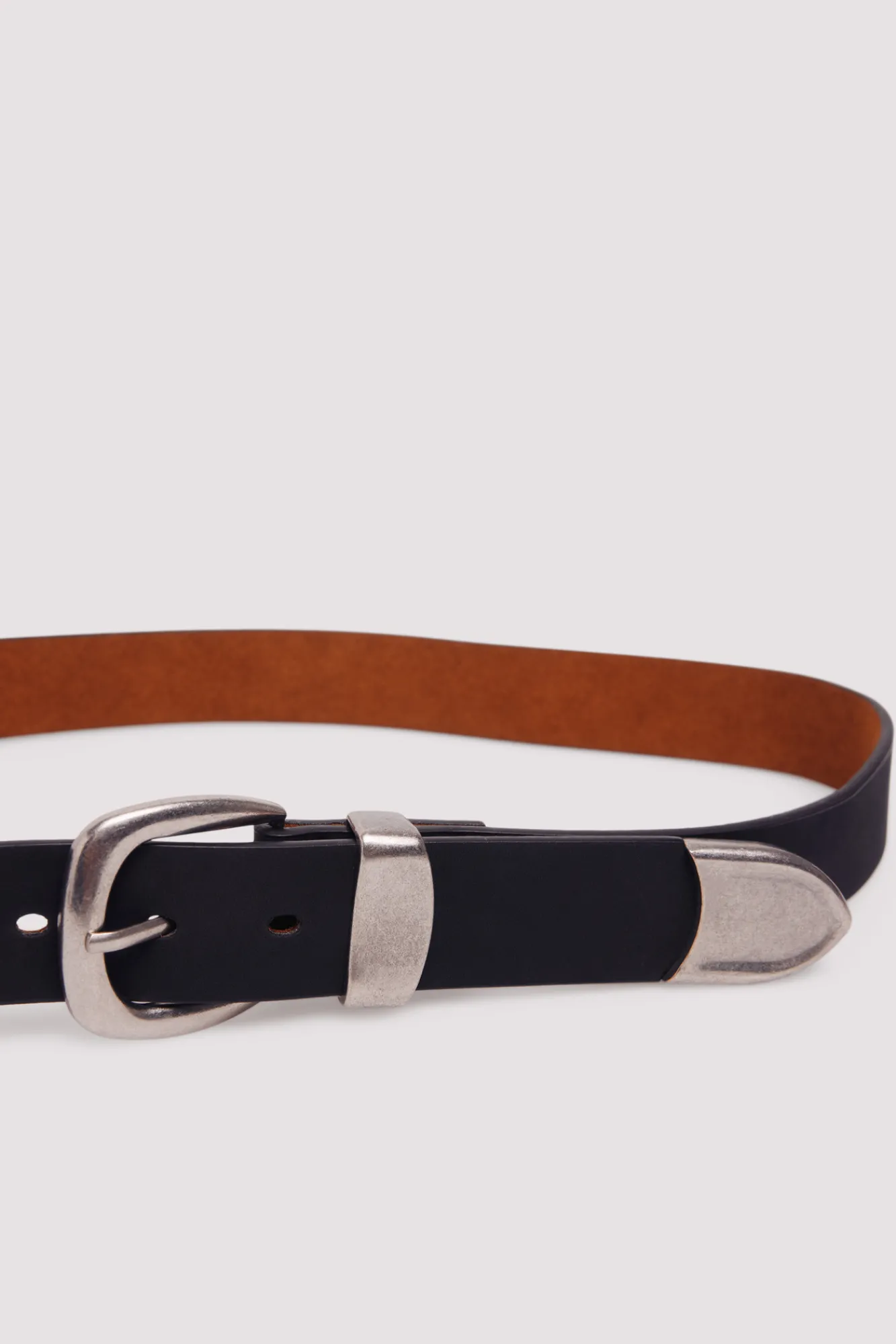 Hot Springfield Ceinture effet cuir avec pointe en métal noir
