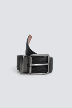 New Springfield Ceinture r&eacute;versible micro-perfor&eacute;e noir