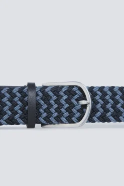 New Springfield Ceinture tressée à zigzag contrastant bleu