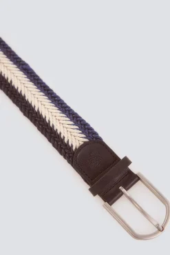 Hot Springfield Ceinture tress&eacute;e &agrave; chevrons bleu