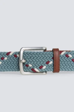 Best Springfield Ceinture tress&eacute;e unie &agrave; zigzag contrastant bleu