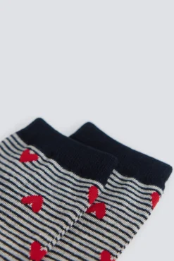 New Springfield Chaussette longue &agrave; rayures &agrave; c&oelig;urs gris