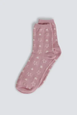 Hot Springfield Chaussette longue &agrave; &eacute;toiles rose