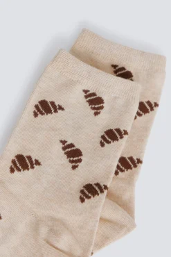 Sale Springfield Chaussette longue &agrave; motifs croissants nude