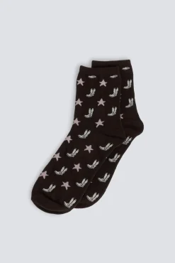 Clearance Springfield Chaussette longue &agrave; motifs bottes et &eacute;toiles nude