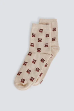 Sale Springfield Chaussette longue à hiboux nude