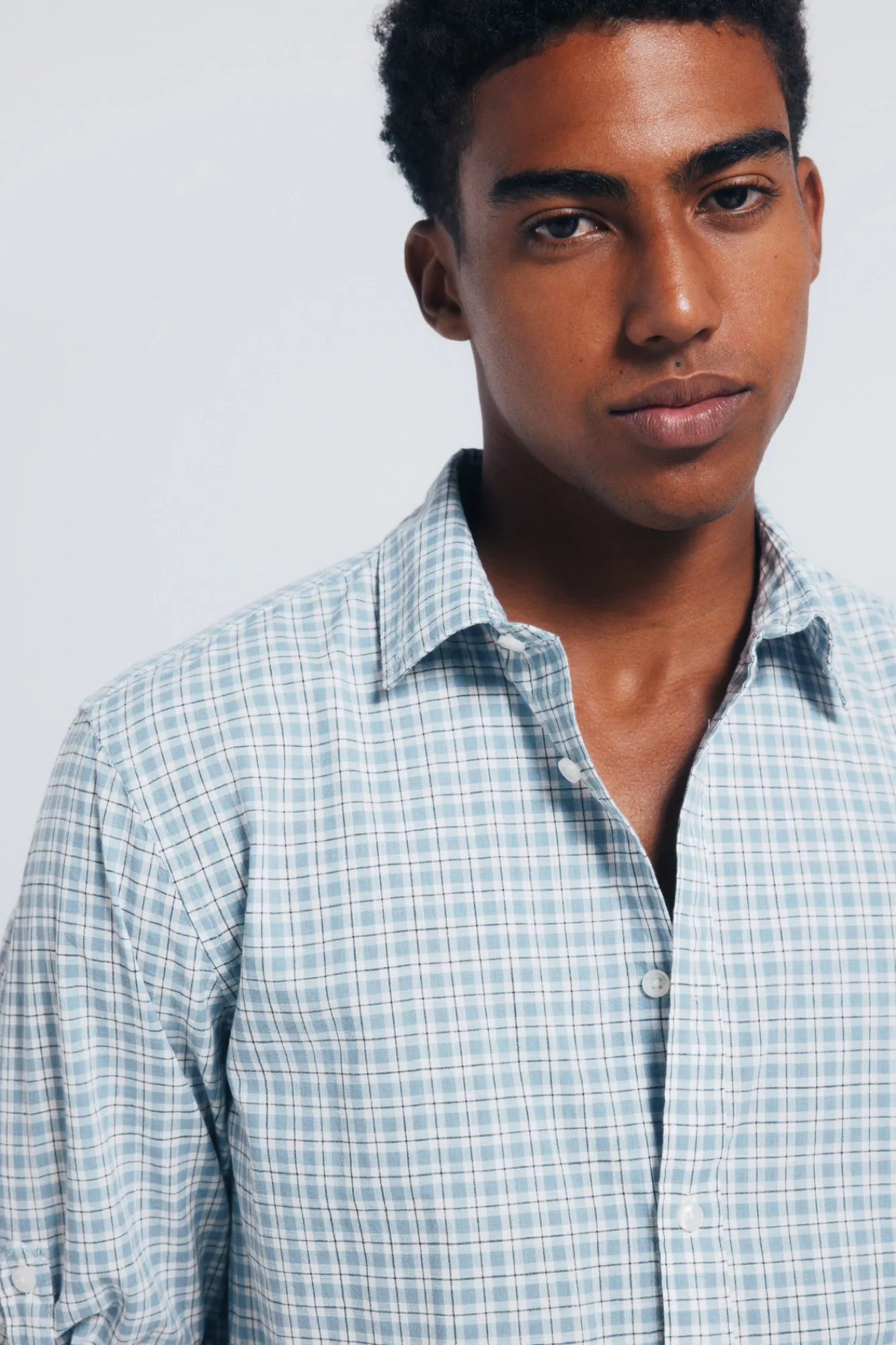 Hot Springfield Chemise à carreaux en coton flammé bleu