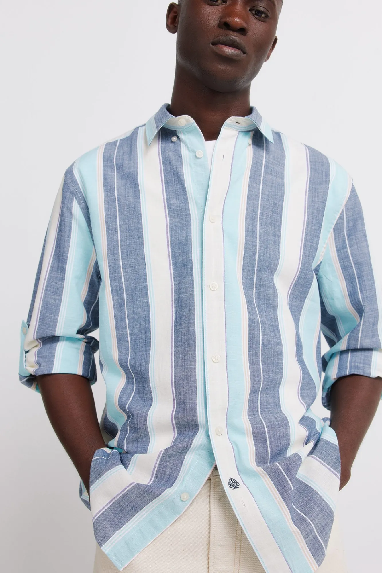 Outlet Springfield Chemise à rayures en coton bleu