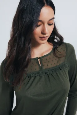 Online Springfield Chemise &agrave; volant plumetis beige
