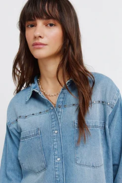 New Springfield Chemise canezou en denim bleu