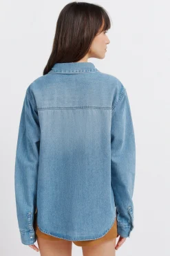New Springfield Chemise canezou en denim bleu