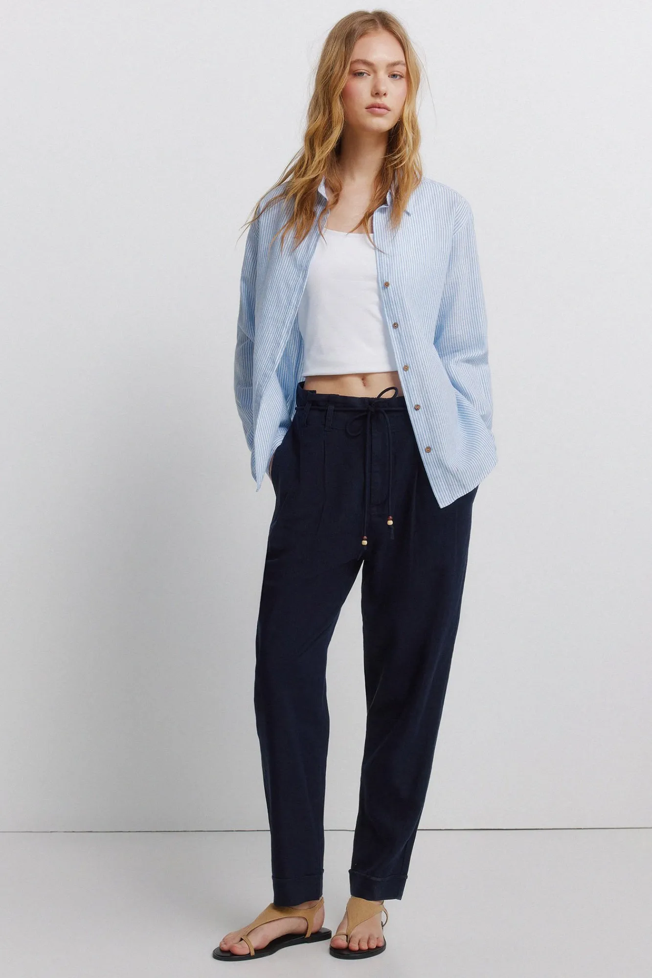 Sale Springfield Chemise col en V en lin