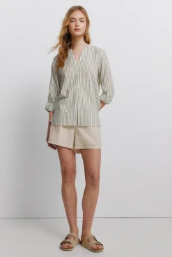 Outlet Springfield Chemise col mao effet lin