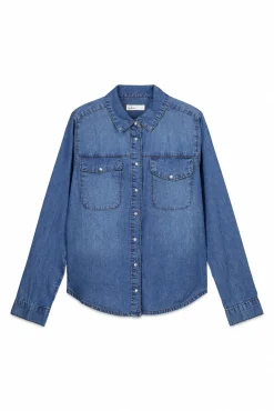 New Springfield Chemise en jean avec poches en coton bleu