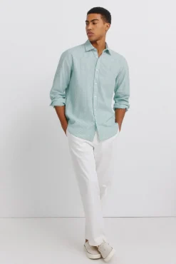 Sale Springfield Chemise en lin &agrave; rayures