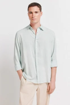 Best Springfield Chemise fil &agrave; fil en lin et viscose