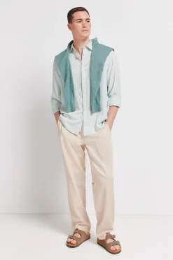 Best Springfield Chemise fil &agrave; fil en lin et viscose