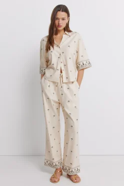 Best Springfield Chemise manches courtes imprim&eacute;e oversize nude
